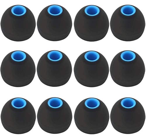 BLLQ 12PCS Large Size Replacement Ear Tips Compatible with BeatsX, Senso, TOZO, Sony & Other Inner Hole 3.8mm4.2mm Earbuds, Black-Blue