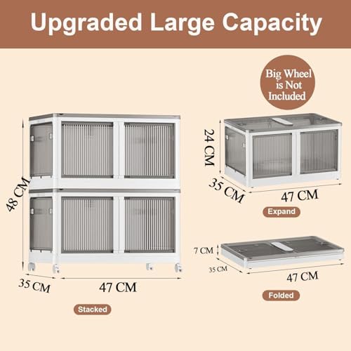 Image of LUHI Multi-Purpose Organizer | Modular Storage Box for Clothes, Kitchen, Bedroom & Living Room | Stackable Rack, Space-Saving Wardrobe Cabinet (Off-White, 2-Layer)