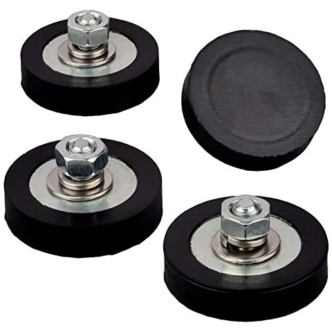 MUTUACTOR 4sets Rubber Coated Magnet Pot Strong Neodymium Magnetic base With M6 Male Thread Stud,Round Disc Magnetics Vertical Magnetic Pull-force 18.0kg Cover