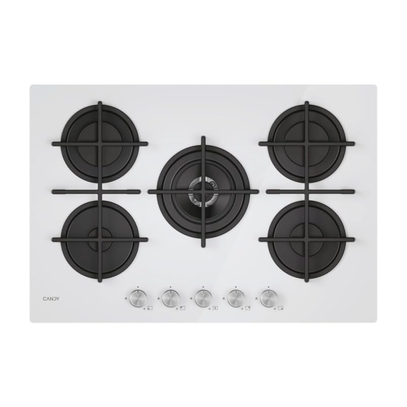 Candy CVG74WTW - Placa de gas (5 fuegos, 75 cm), color blanco