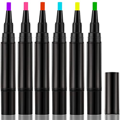 6 Pieces Nail Polish Pen 5 ml One Step Nail Gel Pen 3 in 1 Soak Off UV LED Nail Varnish Nail Art Tools, No Base and Top Coat Needed for Women Girls