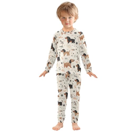 senya Dachshunds with Grass Pajamas Set Long Sleeve Soft Cotton Sleepwear 2 Piece3