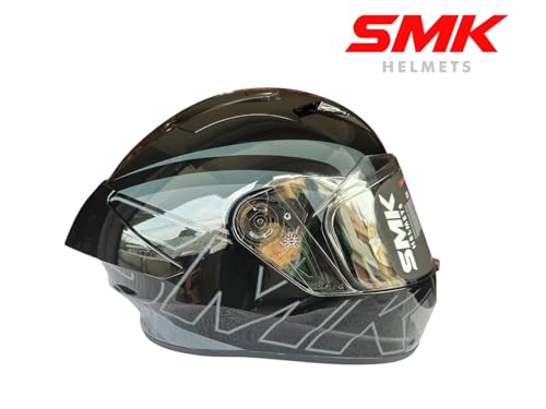 SMK Helmets Stellar Sports Full Face Helmet, Glossy Black Grey, M - Image 7