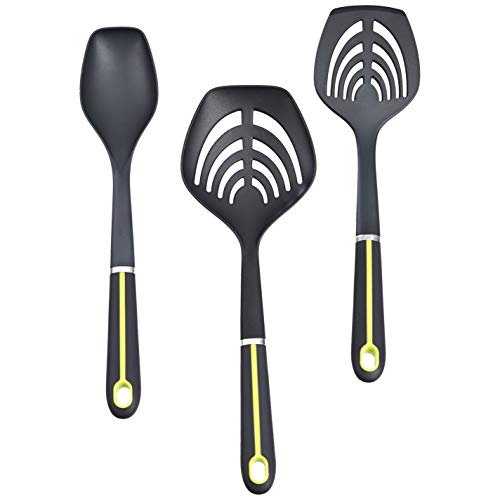 Amazon-Basics-Set-de-17-utensilios-de-cocina-con-mango-suave-de-color-verde-y-gris
