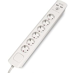 FeinTech stekkerdoos 6-voudig, 1,5 m kabel. wit