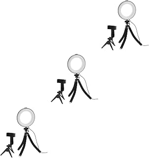 Hemobllo 3 Sets fill light Selfie Light Makeup LED Lights Supplementary Lamp Ring Shape Light desktop stand Circle Shape Lights LED Ring Lamp Circle Light Auxiliary light plastic beauty