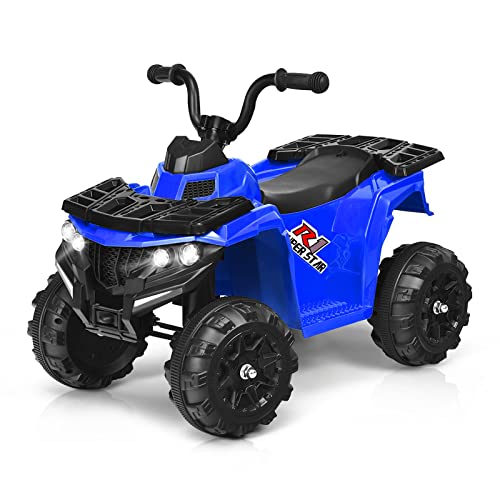 GOPLUS Voiture 4x4 Quad Buggy Electrique 6V,Moto Electrique pour Enfants 3-6 Ans, Véhicule Électrique Avant/Arrière Max 3 km/h avec Musique avec MP3 et USB,Volume Réglable (Bleu)