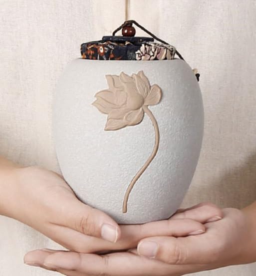 Urna Pamiątkowa Urny Pamiątkowe Dla Zwierząt Domowych Na Prochy Psów, Ceramiczne Popiół, Pamiątkowa Urna Do Dzielenia Się Prochami Domowych Dekoracyjne(White)