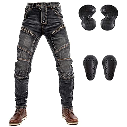 GEBIN Motorradhose Herren - Aramidfaser Motorradjeans mit Protektoren Geeignet für Winter und Sommer Atmungsaktiv und Strapazierfähig (Schwarz XL)