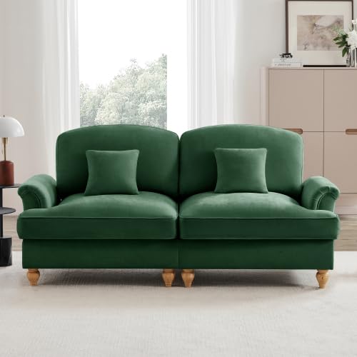 dowowdo Sofá modular de 2 plazas con taburete, tela de chenilla, diseño vintage, patas de madera, funda extraíble, sofá para salón