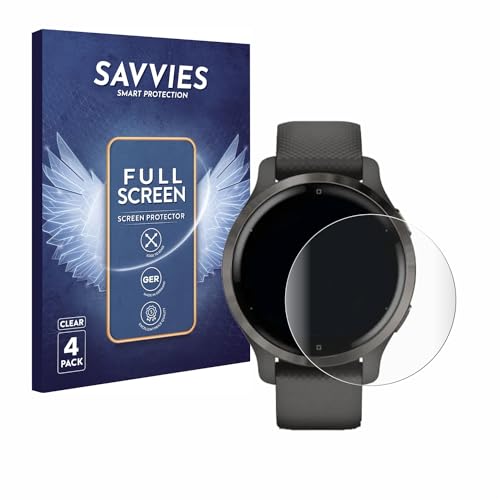 Savvies 4X Full-Screen Protection Film for Garmin Venu 2S Full Cover Screen Protector 3D Curved [Edge to Edge, Scratch Proof, Ultra Clear]