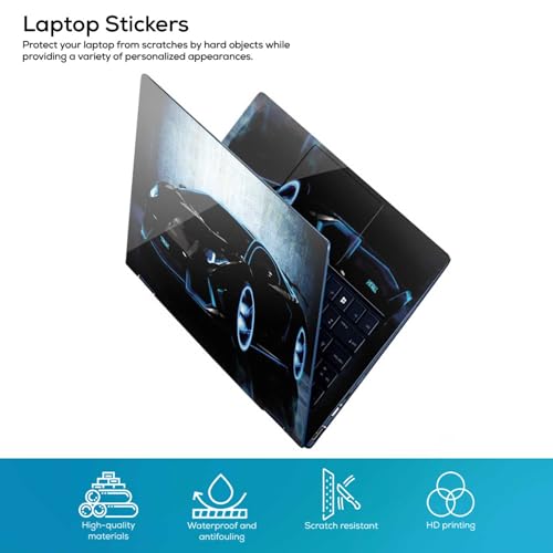 Image of Galaxsia Car Abstract Full Body Vinyl Laptop Skin /Sticker /Cover Upto 15.6 Inches Laptops Laminated-Removable-HD Quality Compatible for Hp-Dell-Sony-Lenovo-Asus etc.(15x10 Inches)