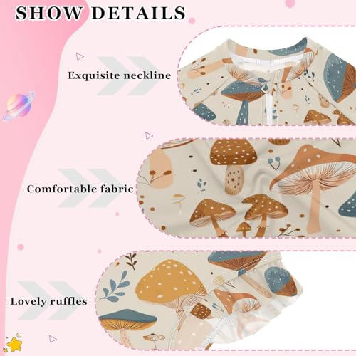 Cute Mushroom Girls Long Sleeve Swimsuit UPF 50+ Rashguard Swimwear One Piece Bathing Suit for 3-12 212200433