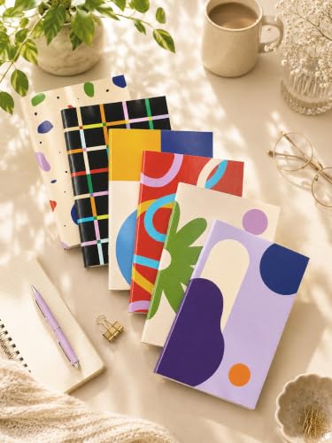 Image of DOODLE Set of 6 B6 Notebooks | 12 x 18 cm Soft Cover | 76 Pages Each | Compact Ruled Scribbl Notebooks for Notes, Plans, Practice, Journaling, School, College & Everyday Writing