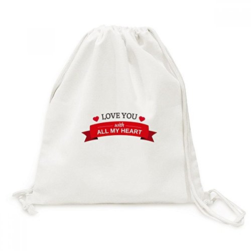 Sac cordon Love You avec Tout Mon Coeur | Cadeau Saint-Valentin romantique