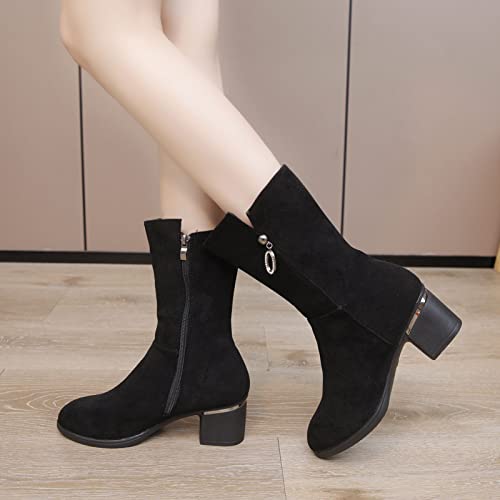 Bottines blanches femmes à talons carrés fermeture éclair - 2