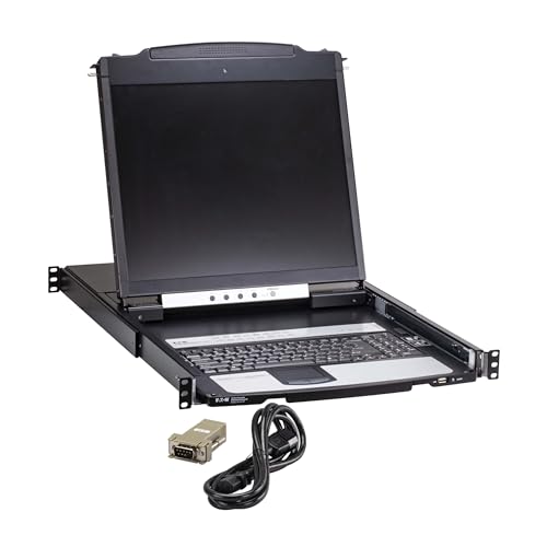 Image of Eaton 16-Port Rack KVM Over IP Switch, 19in LCD Screen KVM, Cat5 /Cat5e, Virtual Media KVM, 2 Users (1 Remote + 1 Local), 1U Rackmount, VGA Port, TAA Compliant, 1-Year Warranty (B064C-16-1X1-IP)
