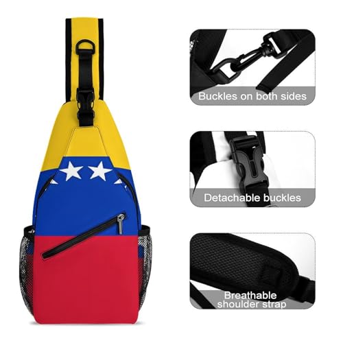 Mochila tipo sling bandera de Venezuela para trekking y uso casual miniatura 3