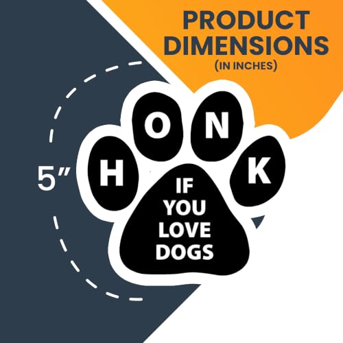 Image of Honk if You Love Dogs Pawprint Car Magnet 5 Inch 2 Pack, Dog Lover Gift