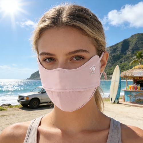 Image of SANNIDHI Face Cover Mask for Women UPT 50+ Protection Summer Driving Face Mask with Adjustable Ear Loops Mesh Breathable Masks - Reuseable & Washable
