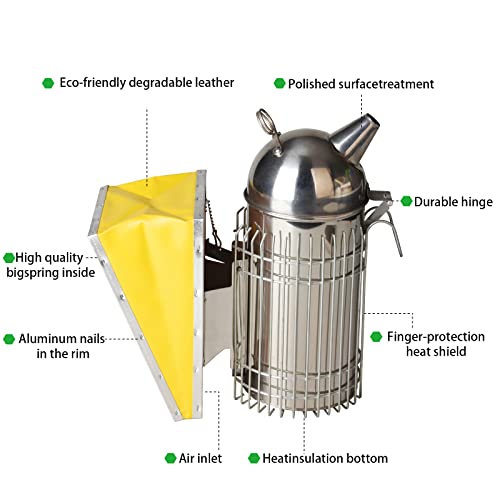 Domed Bee Smoker Stainless Steel Beehive Smoking with Heat Shield Beekeeping Equipment for Beekeeper 4x11" - Image 6