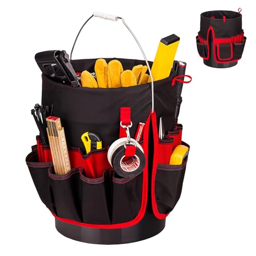 Spalivivre Seau à outils, seau en tissu Oxford, sac à outils de jardin pour la maison, les bricoleurs, les électriciens
