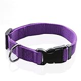 Adjustable Nylon Dog Collar, pet Collar 1 Inch 3/4 Inch 5/8 Inch Wide, for Large Medium Small Dogs (M(3/4' x 14-21'), Purple)