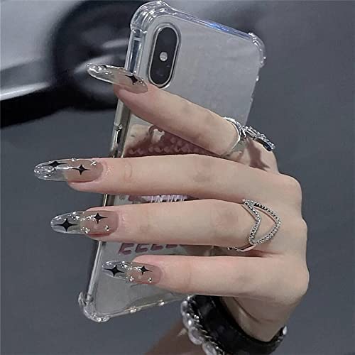 24 PCS Press on Nails Short with Design, Short Acrylic Fake Nails Graffiti Fake Coffin Nails Full Cover Nail Tips With Glue for Women and Girls daily dating office party wedding