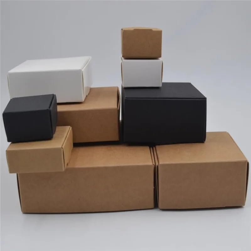 Kraft Geschenkboxen 50 Teile/los Blank Kraft Handgemachte Seife Box Weiß Karton Papier Schmuck Box Hochzeit Party Favor Schwarz Handwerk Geschenk Box (Color : Black, Size : 7x7x2.2cm)