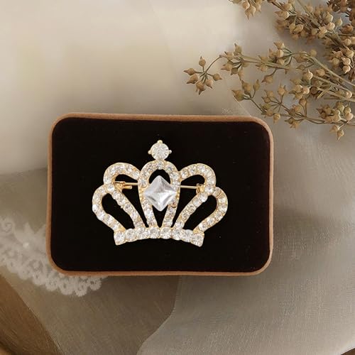 Image of GBAHFY Crystal Rhinestone Princess Queen Crown Brooch Pin for Women - Tiara for Wedding Party Banquet Birthday