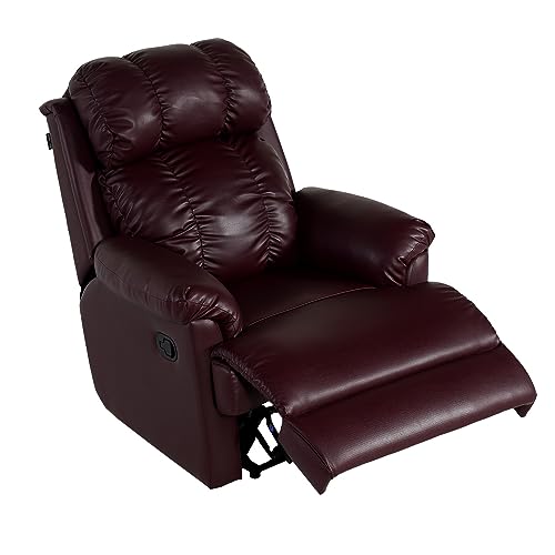 Image of Recliners India 369 Single Seater Recliner Sofa | 3 Modes of Comfort | Manual Recliner Chair | Cushion Armrest | Living Room Recliner Sofa | 1-Year Manufacturer Warranty | Colour- Burgundy