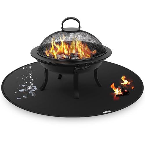 24inch Fire Pit Mat for Solo Stove Bonfire, Round Under Grill Blanket for Outdoor Grill, Fireproof Mat, Oil Proof Waterproof Under Floor BBQ Accessories Protector for Solo Stove Accessories