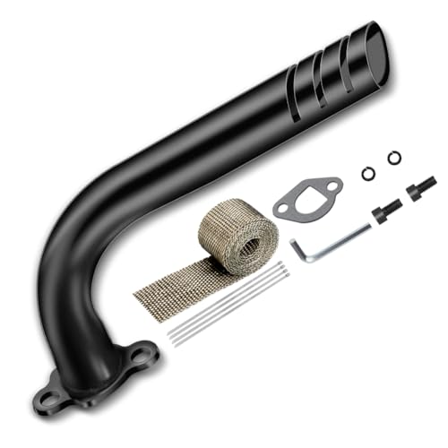 FVRITO Upgrade Header Exhaust Pipe Kit for Non Hemi Predator 212cc 196cc 6.5HP GX160 GX200 Baja Warrior TrailMaster MB200 Coleman CT200U BT200X KT196 RB200 Clone Engine Go Kart Mini Bike Black