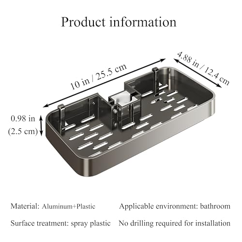 lesulety Duschablage Für Duschstange Duschablage Stange Ablage Dusche Regal Dusche Ohne Bohren Shower Shelf No Drill Shampoo Halterung FüR Dusche Ohne Bohren,Grau,A