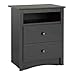 Pemberly Row Modern 2 Drawer Nightstand in Washed Black