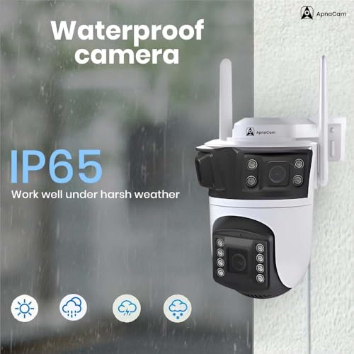 Image of ApnaCam 5 MP WiFi Outdoor 3 Lens /Screen Mini Bullet+PTZ Wireless IP CCTV Security Camera | Colored Night Vision | 2-Way Audio | Motion Track