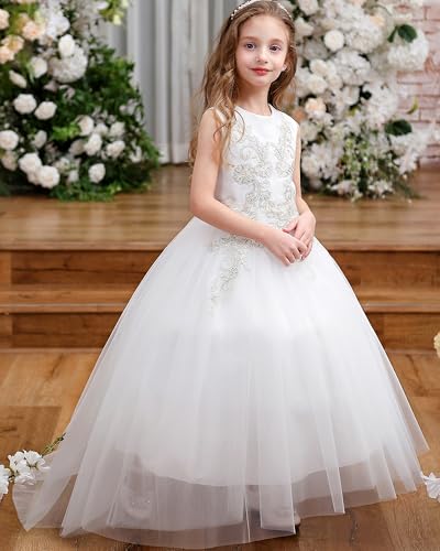 ABAO SISTER Formal Flower Party Pageant Tulle Long Wedding Dresses for Girls2