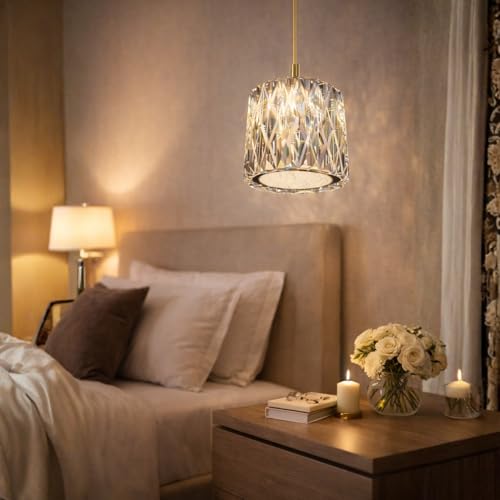 Image of One94Store CrystalAura Sparkle Pendant Ceiling Light Pack of 1 Tricolor LED (Warm White, Cool White, Neutral) Switch Control Jhumar for Living Room, Bedroom, Dining Table & Hall