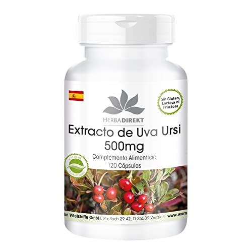 Extracto de Gayuba 500mg - 120 cápsulas Uva Ursi - estandarizado al 20% de Arbutina - dosis alta - vegano | HERBADIREKT by Warnke Vitalstoffe - Calidad de farmacia alemana