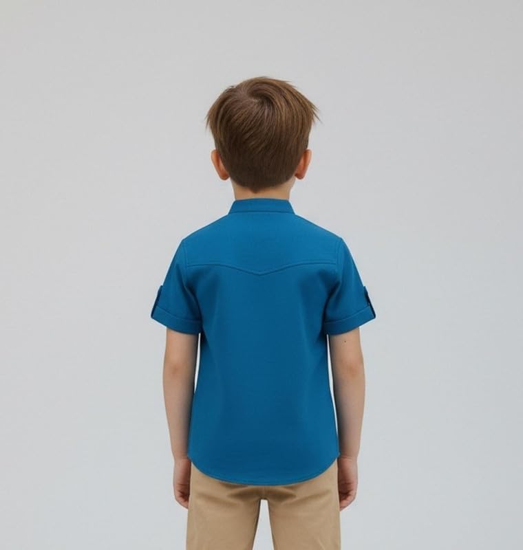 Image of Elegant Boys Shirt in Solid Pattern with Long Sleeves - Soft Fabric Ideal for Kids' School & Outings