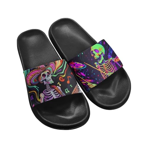 Skull Rose Sandals for Women Gothic Slippers Open Toe Slides Beach Shower Flip-Flops EVA Sole Lightweight3