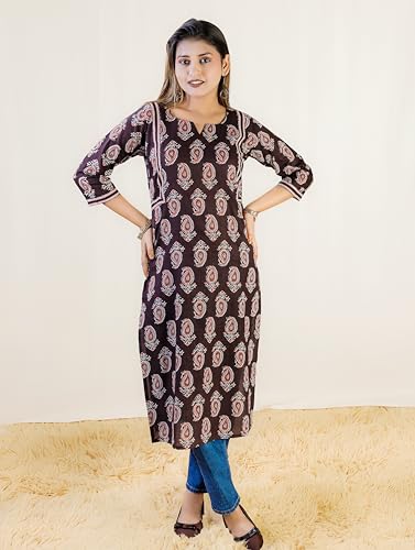 Image of Women's Cotton Printed Straight Kurti