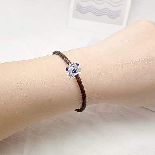 Qeensekc B_MOUSE_P Mouse Openwork Heart Love Animal Round Charm Sparkling Pink Cz Beads For Pandora Bracelet thumb #3