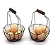 CVHOMEDECO. Cestini portauova ruggine per Mini cestini in Filo Metallico con Manici in Legno. Cestini portaoggetti Stile Vintage Country. Set di 2