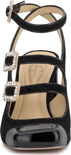 Jessica Simpson Lymen Strappy Embellished Buckle Pump, Black, 122