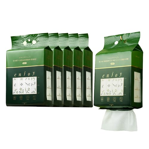 AMORTALS クレンジングタオル 使い捨てフェイスタオル 極厚手 180 枚 壁掛け コットン 超吸水 各肌質適合 (標準サイズ, 個, 6)