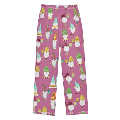 Lovely Cartoon Gnome Boys Long Pants Soft Trousers Elastic Waist Kids Lounge Bottoms with Pockets S-XL