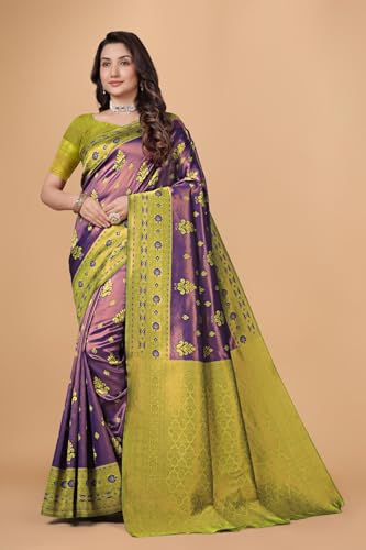 Image of Traditional Banarasi Silk 5.50 Meter Saree With 0.8 Meter Unstitched Blouse Piece For Wedding, Family Function, Festival And Special Occasion