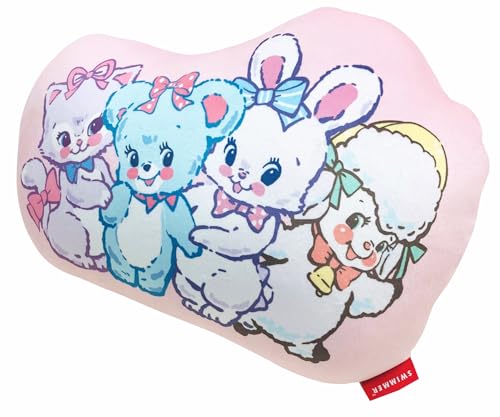 MORIPiLO 抱き枕 スイマー SWIMMER (もちもちダイカットクッション) 肌にやさしいふわモチ触感 グッズ ぬいぐるみ 昼寝枕 ギンガムチェック ピンク 35x35x10cm キャラクター まくらのモリシタ