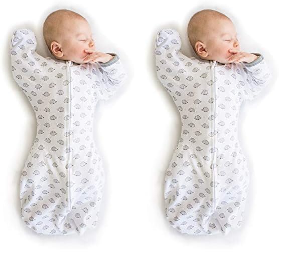 SwaddleDesigns Saco de transición con mangas de media longitud y puños de manoplas, pequeños erizos, pequeño, 0-3 meses, 6-14 libras (mejor sueño